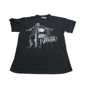 Shut Up and Ride Skeleton Motorcycle Shirt Big XL Tall Black Graphic Tee